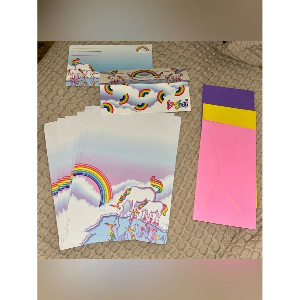Lisa Frank Unicorn Rainbow Stationery Set - Postalette Collectible EUC
